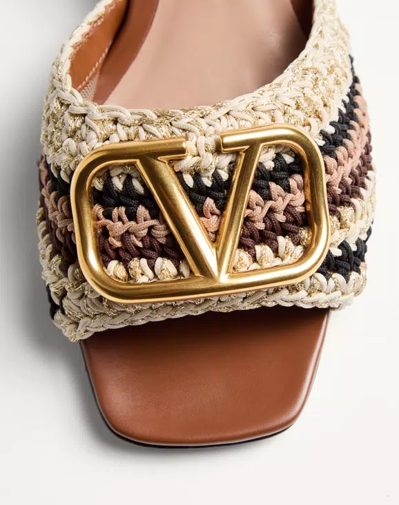 Valentino Vlogo Signature Slide Sandal With Crochet Embroidery 60Mm - Image 4
